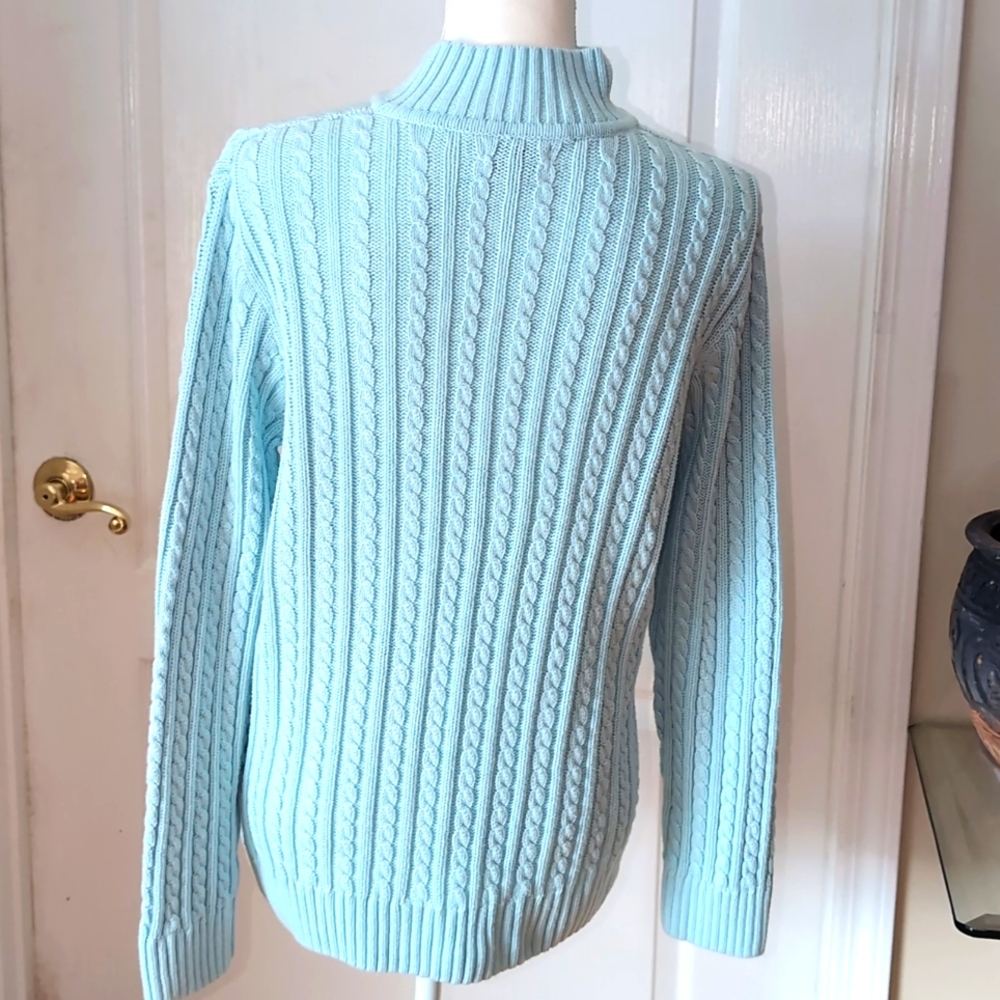 Croft & Barrow Cable Knit 1/4 Zip Mock Neck Pullover Sweater. Size Large - Picture 7 of 11